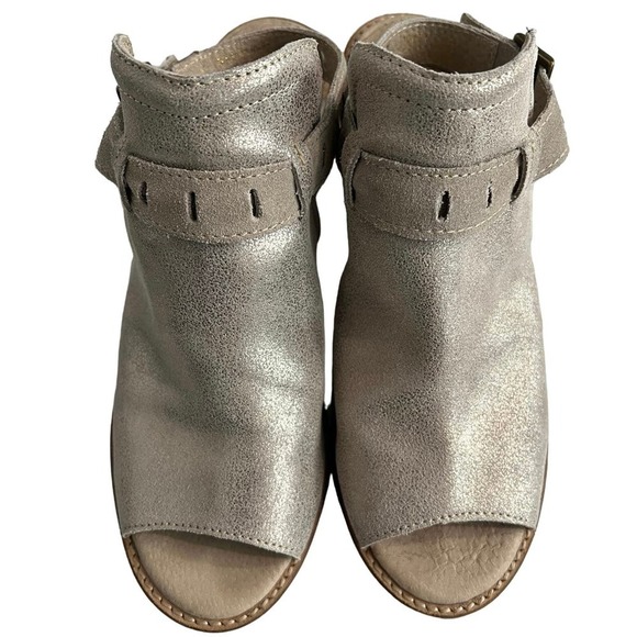 Diba True Casa Loma Up Front Stack Booties Sz 8.5 Champagne Leather Ankle Strap - Picture 4 of 11